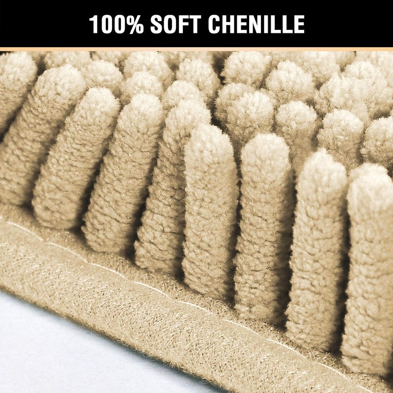 H.VERSAILTEX Ultra Soft Texture Chenille Plush Bath Rugs Floor Mats, Hand Tufted Bath Rug Non Slip Microfiber Door Mat for Kitchen/Entryway/Living Room, 32 by 20 inches, Beige - Image 2